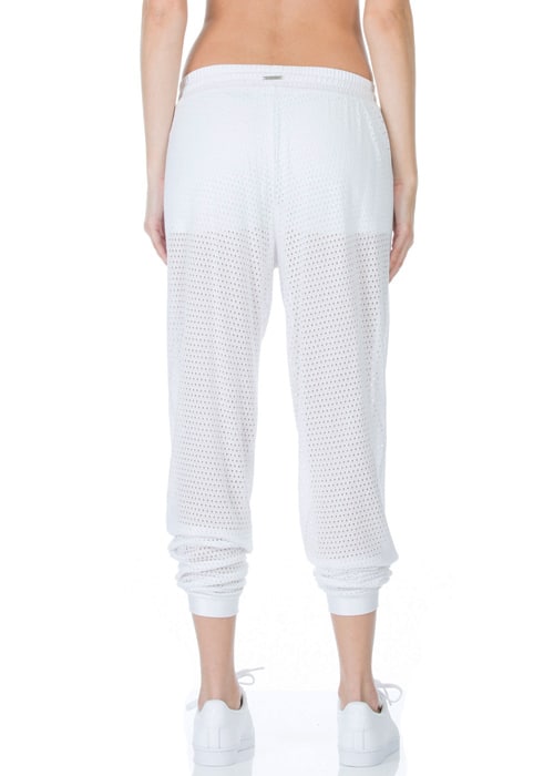 Pounce Perforated Jogger Loose Pants white back