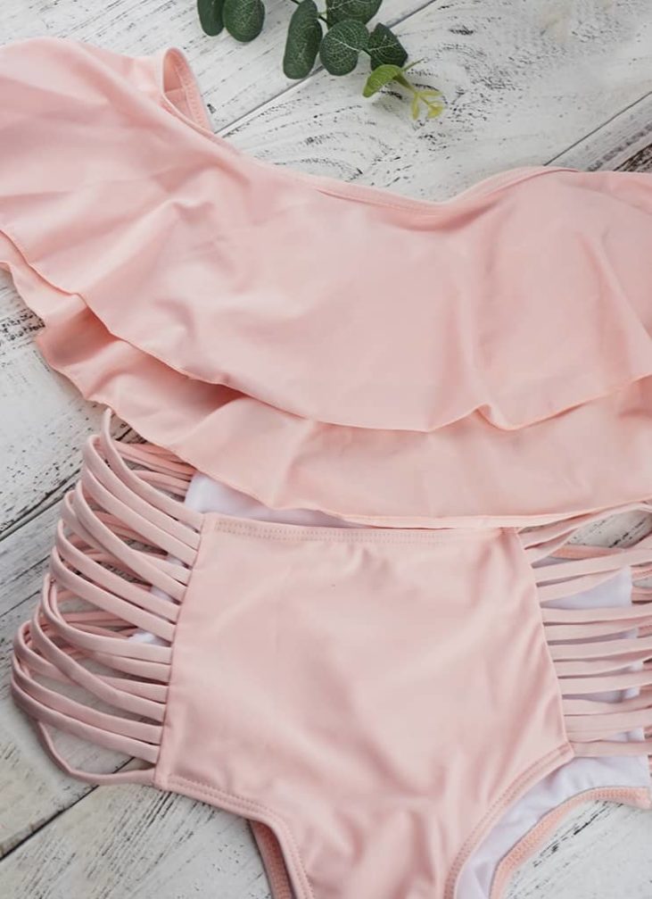 Hypegem Ruffles Off The Shoulder Swimwear Pink