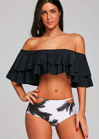 Ruffles of the shoulder Moroco Black Bikini