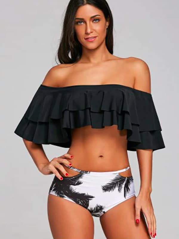 Ruffles of the shoulder Moroco Black Bikini