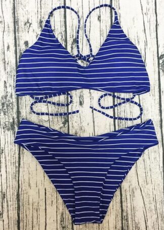 195 Stripe Lily strappy bikini navy 5